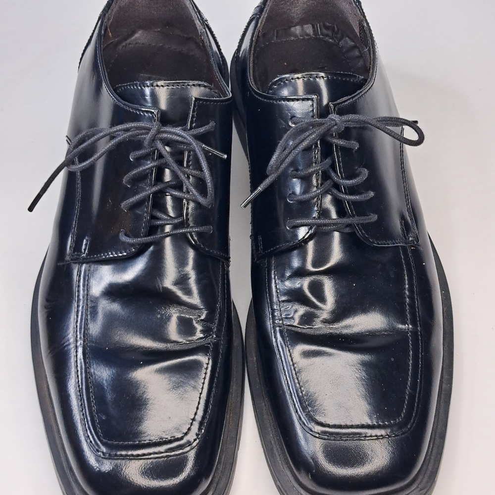 ALFANI Men's Black Lace Up Sqaure Toe Dress Shoes MADE IN ITALY SIZE 8.5